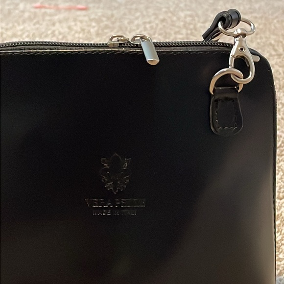 Genuine Italian Black Vera Pelle Leather Cross Body Bag - purchased in Italy - Picture 4 of 17